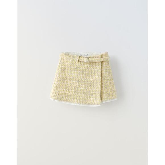 Zara Yellow TEXTURED SKORT Girls size 6 - Picture 1 of 7